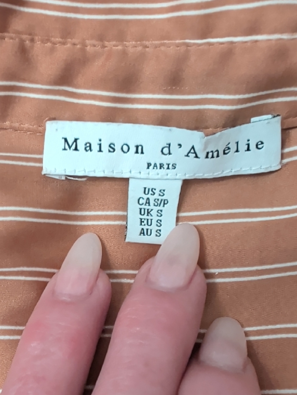 Women's Rust Striped Button-Up Blouse - Picture 8 of 8